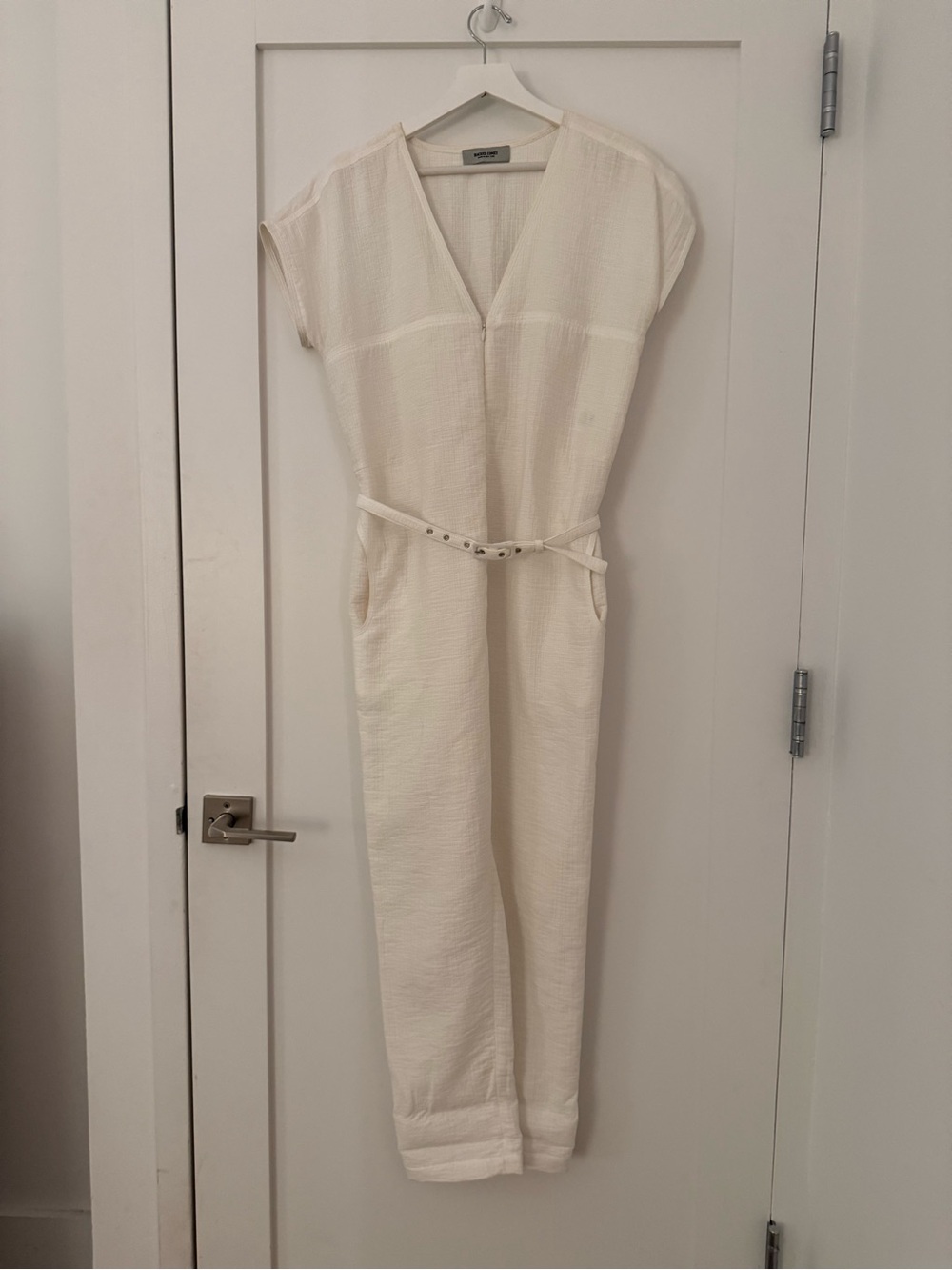 Rachel Comey Cream V-Neck Belted Jumpsuit
